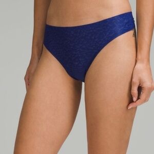 (2) Lululemon InvisiWear Mid Rise Thong Larkspur Cyber Violet